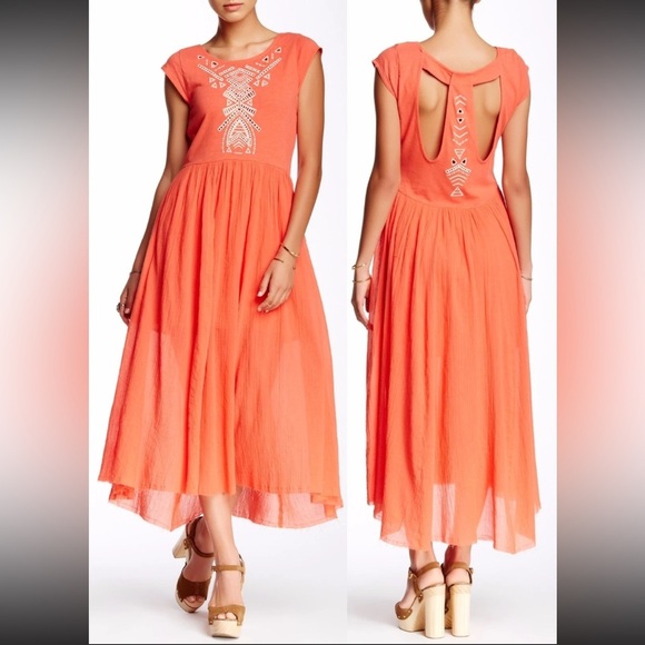 Free People boho Cactus Flower Toosaloosa Meadow Midi Dress -$148 fall casual - Picture 1 of 8